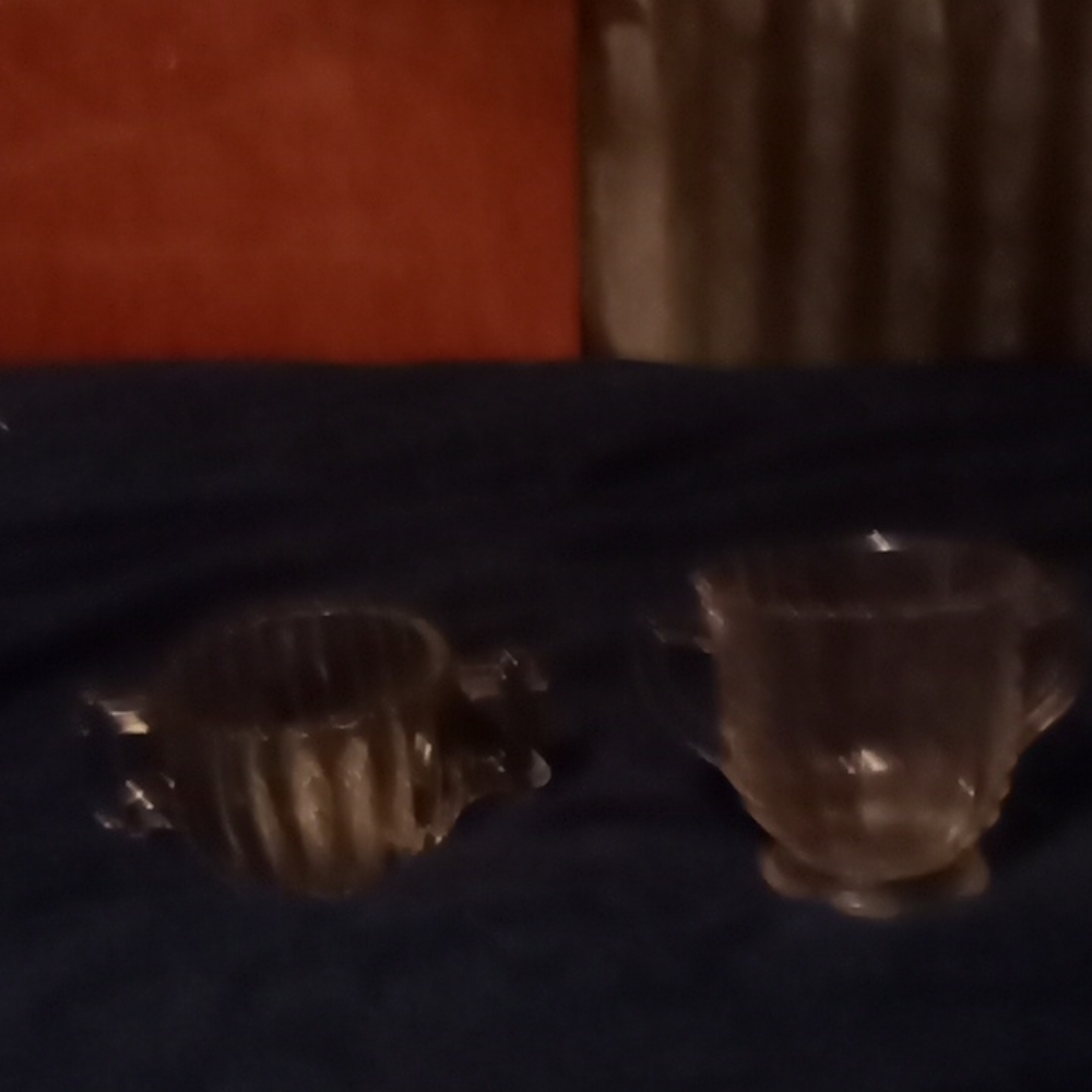 Crystal sugar and creamer bowl